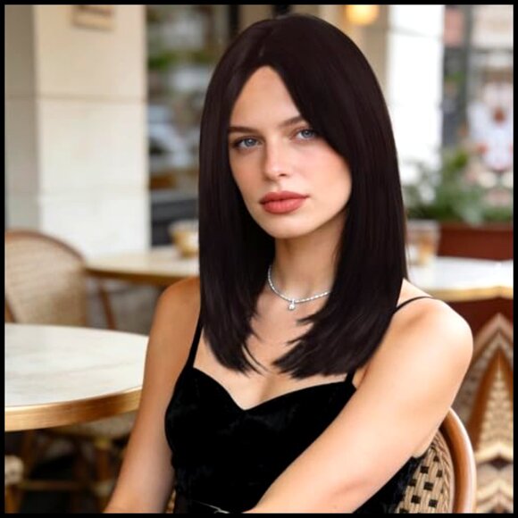 Synthetic Layered Wig with Bangs Shoulder Length Heat Resistant Party Cosplay main image 5